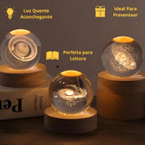 Luminária Cristal Base De Madeira Decoração