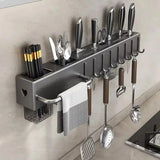 Organizador de cozinha, prateleira de parede, suporte para especiarias, facas, temperos