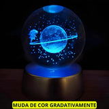 Luminária Cristal Base De Madeira Decoração