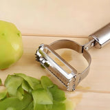 Kit Descascador e Cortador de Frutas com Lâmina Dupla em Aço Inoxidável para Vegetais