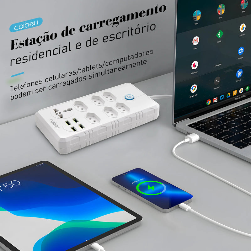 Extensão de Tomada Com Portas USB Premium