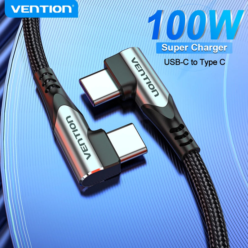 Cabo Turbo Em 90º Vention 100W Tipo C/C
