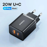 Fonte Carregador Tipo C e USB 2 em 1 Baseus 20w Quick Charge