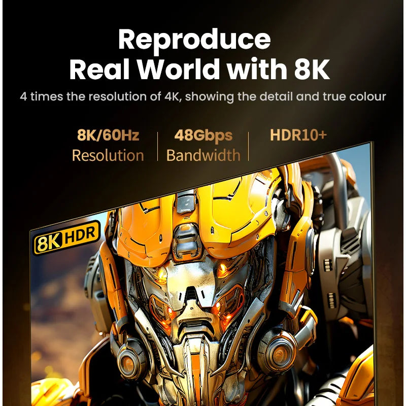 Cabo HDMI UGREEN 4K/8K 60Hz 48Gbps Dolby Vision HDCP2.3