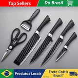 Conjunto de 6 Utensílios de aço inoxidável Black Wave