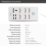 Extensão de Tomada Com Portas USB Premium