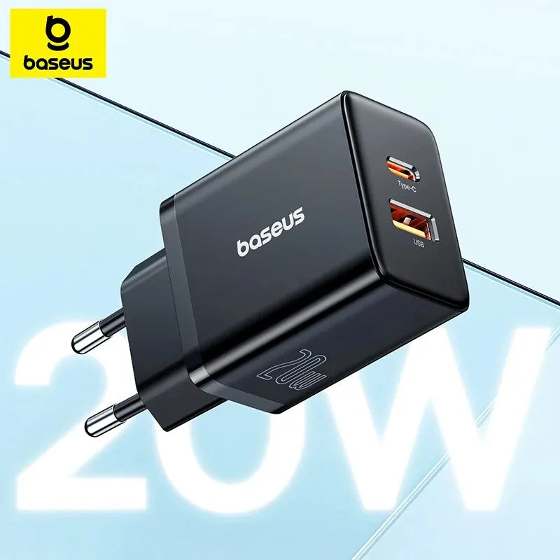 Fonte Carregador Tipo C e USB 2 em 1 Baseus 20w Quick Charge