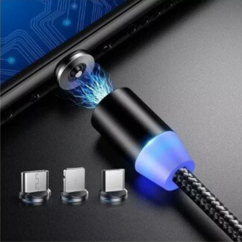 Cabo Magnético 3 em 1 para iPhone/ Tipo C